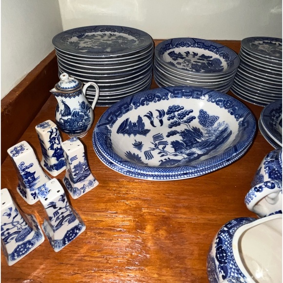 Vintage Blue Dish Set of 93 Pieces from Japan porcelain Tea-Dishes Sources Large - Picture 6 of 11
